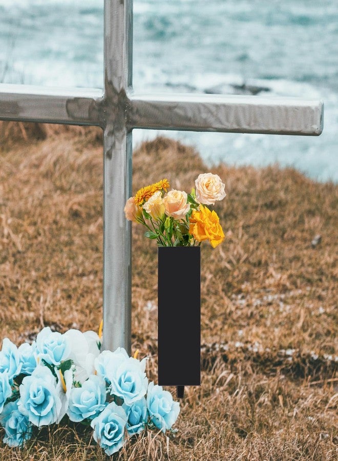 Oooct Cemetery Vases for Grave, Metal Cemetery Grave Flower Vase with Stake, Grave Cemetery Decorations for Relatives Family Friend, Metal Memorial Grave Markers, Graveside Decor Sign for Grave Outdoor Yard - Image 5